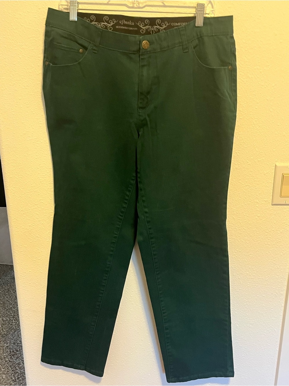 CJ Banks Forest Green Straight Leg Jeans